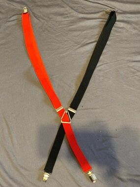 Red black X-back adjustable elastic clip on suspenders Hot Topic